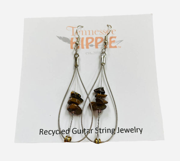 Guitar String Earrings with Gemstones