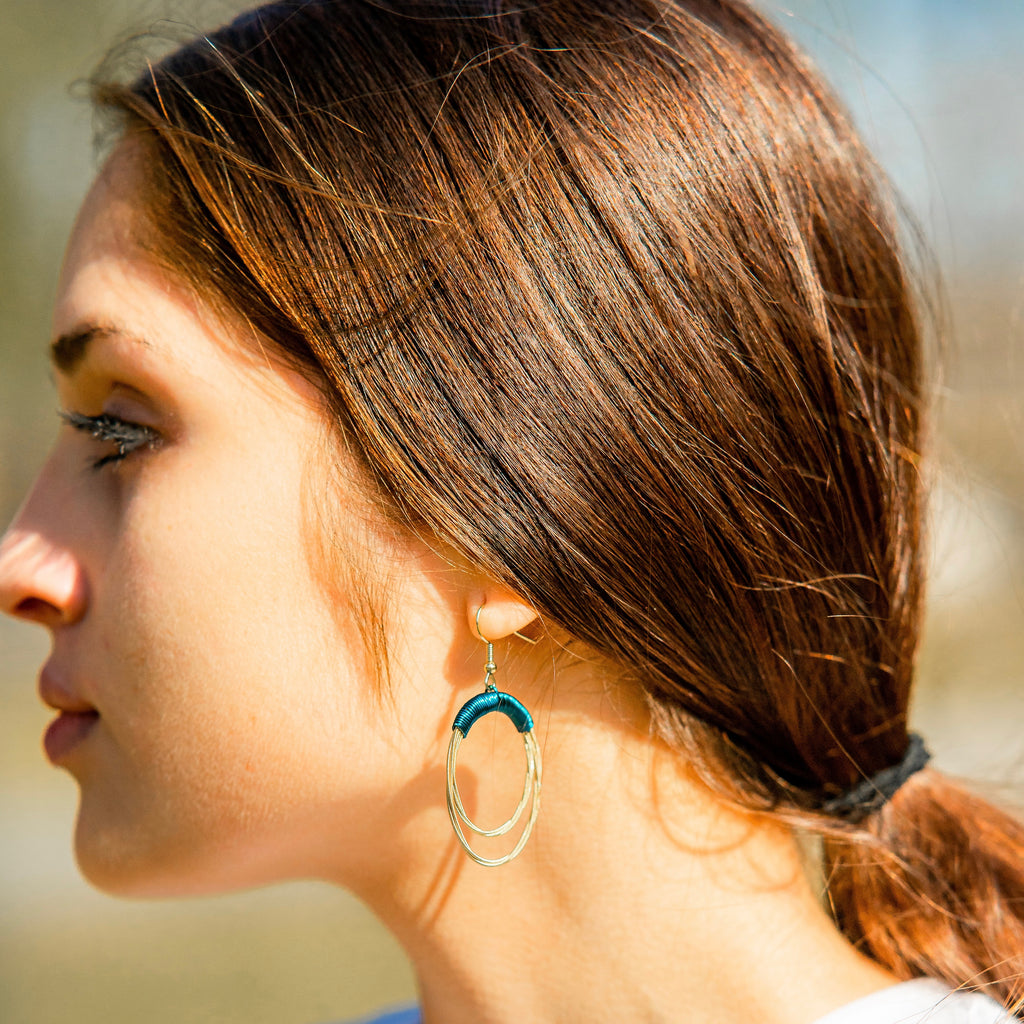 Guitar String Double Hoop Earrings