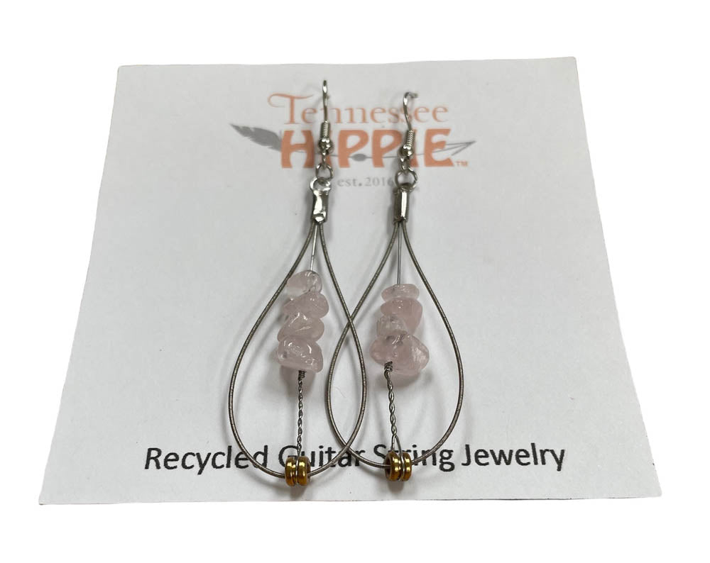 Guitar String Earrings with Gemstones