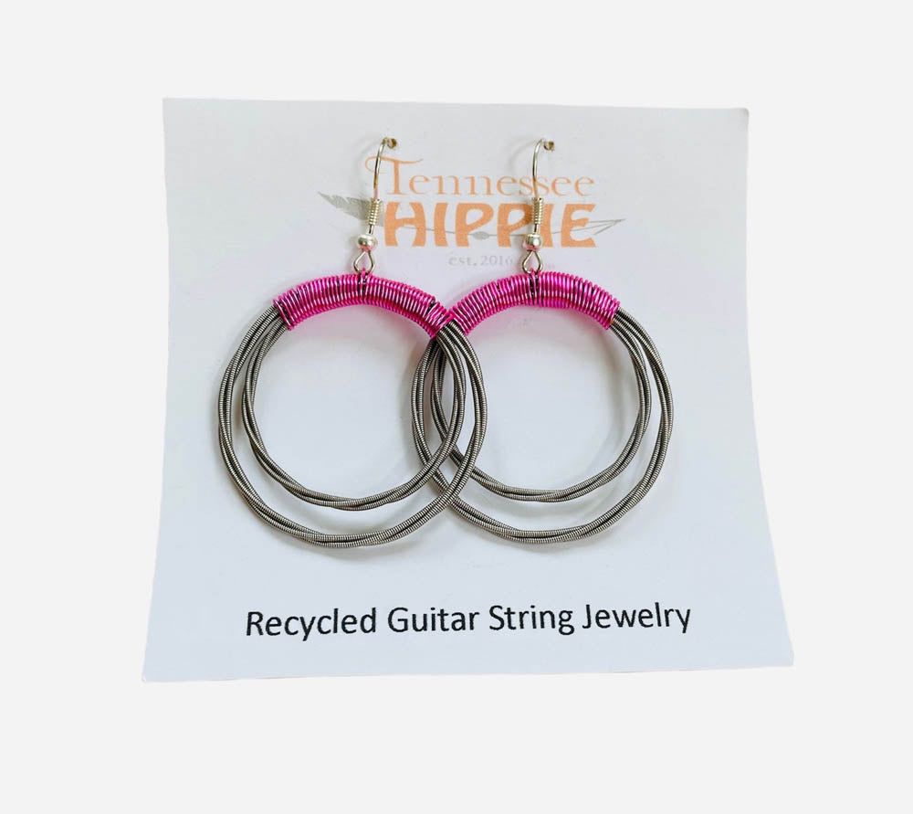 Guitar String Double Hoop Earrings