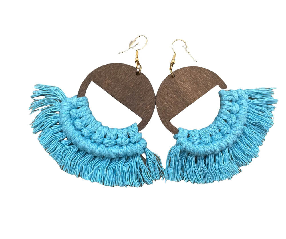 Wood & Macrame Earrings