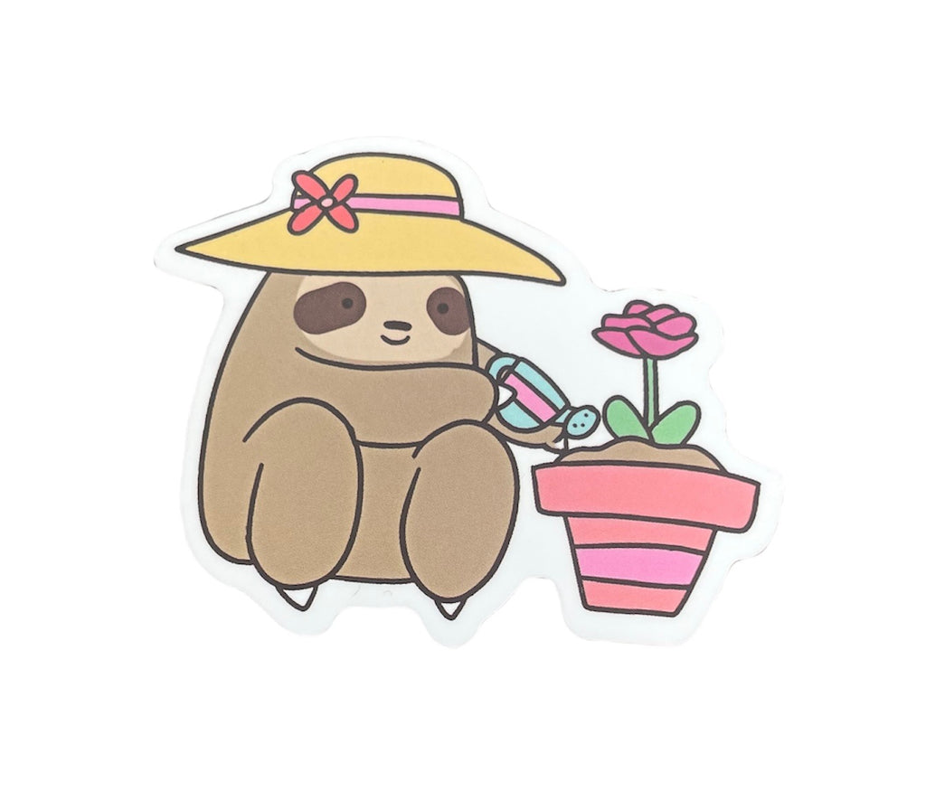 Sloth Watering Flower Sticker