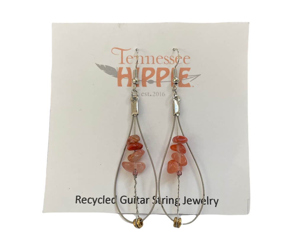 Guitar String Earrings with Gemstones